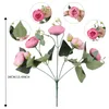 Dekorative Blumen, 30 cm, rosafarbene Pfingstrosen aus Seide, künstlicher Blumenstrauß, 5 große Köpfe und 4 künstliche Knospen, für Hochzeitsdekoration