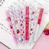 6st/Lot Sweet Press Gel Pen Girl Strawberry 0.5mm svart bläck kulpunkt för skolpapper som skriver