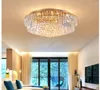 Ceiling Lights Golden Light Fixture Modern Clear K9 Crystal LED Lamp Round Flush Mounted Lighting Fitting Lustres