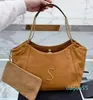 Designer Women iCare Suede Hobo Tote Shoulder Bag France Brand Cowhide Läderhandväskor Lady Chain Strap Stor shoppinghandväska med myntväska