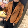 Men's Jackets Suede Mens Orange Bomber Jaqueta Masculina Slim Fit Chaqueta Hombre Moda 2023 Winter Casacas Para