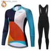 Ensembles de maillots de cyclisme Femmes hiver thermique Fece hiver vêtements de cyclisme longue Seve Jersey costume Triathlon extérieur équitation vélo vtt vêtements Jersey Q231107