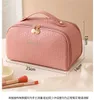 Leather Travel Makeup Bag, Waterproof Cosmetic Bags for Women, Large Capacity PU Leather Make Up Organizer with Portable and Stylish , Pink