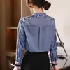 Camicette da donna Camicie H Han Queen Office Blusa da donna Top con stampa vintage Camicia da donna in chiffon semplice ed elegante Camicia casual a maniche lunghe moda coreana 230406