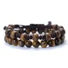 Urok Bracelets Noter Natural Drewniana bransoletka dla mężczyzn 2 szt./Zestaw Braclet Homme 8mm Onyx Tiger Eyes Braslet Stone punka Pulseira Hombre Joias