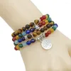 Strand 108 Obsidienne Cristal Perle De Prière Multicouche Stretch Bracelets Tibétain Bouddhiste Méditation Mala Perles Bracelet Collier