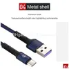 Cell Phone Cables 2.4A Charging Data Aliminum Shell Nylon Braid Typec Micro Usb Cable Cord For Android Samsung Huawei Charger Sync 1 Dh9Wr