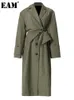 Trench femme EAM femmes vert irrégulière grande taille revers manches longues coupe ample coupe-vent mode printemps automne 2023 1DE2795 230404