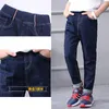 Jeans Fashion Baby Jeans Solid Blue denim Trousers Suitable for Big Boys Casual Washing Blue Jeans Loose Children Pants Fat Boys Clothing 230406