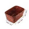 Conjuntos de louça cestas de armazenamento de ervas marinhas retangular cesta de vime natural bins brinquedos recipiente sundries organizador para prateleira