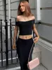 Work Dresses Tossy Off Shoulder Backless Vestidos Two Piece Dress Sets For Women Evening Party Club Long Skirt Outfits 2023