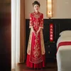 Vêtements ethniques Yourqipao chinois Xiuhe Chine robes de mariée traditionnelles lourdes perles robe de mariée couple robes anciennes ensembles