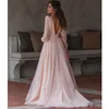 Fête élégante du soir solide pour femmes Sexy Puff Sleeve Prom Deep V Neck High Roping High Robes 0420