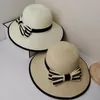 Sombreros de ala ancha Sombrero de paja Lady Patchwork Bow Transpirable Plegable Sombrilla Playa Cuenca con borde