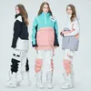 Inne artykuły sportowe 2023 Nowy modny garnitur snowboardu mężczyźni kobiety narciarstwo z kapturem Zestaw Winter Windproof Waterproof Spods Strint Kuit Snow kombinezon śniegu HKD231106