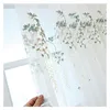 Cortina blanca bordada Floral, cortinas de tul para dormitorio, ventana transparente, sala de estar, confeccionada
