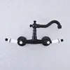 Bathroom Sink Faucets Oil Rubbed Bronze Kitchen Basin Faucet Vessel Tap Mixer Dual Handles Wall Mounted Nsf757