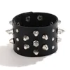 Charme Armbänder Breite Manschette PU Leder Punk Gothic Rock Unisex Armband Drei Reihe Cuspidal Spikes Niet Stud Männer Schmuck geschenk