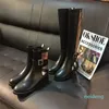 Herbst Winter kurze Stiefel Frau Rindsleder Metall Gürtelschnalle Schuh hohe lange Stiefel Leder Dame Mode Stoff Frauen Schuhe große Größe 35-41-42