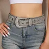 Belts Goth For Rhinestone Women PU Leather Strap Western Cowboy Y2K Girls Fashion Belt Jeans Me