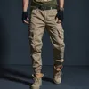 Herrbyxor högkvalitativa khaki casual byxor män militär taktisk joggar kamouflage last byxor multi-fickor fashions svarta armébyxor 230406