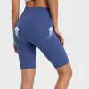 Women Active Shorts 10" High-rise Ribbed Yoga Pants Runners Work Out Clothes DK363