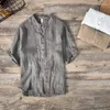 Mannen T-shirts 2023 Zomer Vintage Puur Linnen Korte Mouw Voor Mannen Dunne Effen Kleur Slanke Kleding Big size BL888