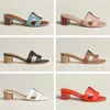 New Women'schunky Heel Sandals Slippers Luxury Designer Leather Summer Classic Fashion Beach Jelly 35-41