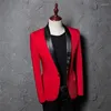 Men's Suits Men Slim Designs Korean Homme Terno Stage Costumes For Singers Red Blazer Dance Clothes Jacket Star Style Dress Punk