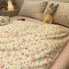 Bedding sets Black flower bedding down duvet cover soft large single bed size green flat pillow 231106