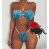 Women's Swimwear 2023 Sale Summer Sexy Bikini Set Women Halter Diamond Split Swimsuit Two Pieces Push Up Bandeau Thong Brazilian Biquini