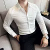 Camicia a righe ondulate autunno inverno per uomo Camicie casual slim a maniche lunghe Camicie eleganti da lavoro alla moda Camicetta per feste sociali