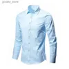 Chemises décontractées pour hommes Chemise blanche pour hommes à manches longues sans fer robe d'affaires coupe ajustée version coréenne travail professionnel blanc décontracté chemise de costume pour hommes Q231106