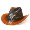 Baretten Western Cowboyhoed Unisex Cowgirl Kostuum Partij Rekwisieten Schedel Fedora Cap Groothandel