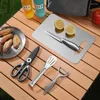 Miski 10pcs Camping Strewa Zestaw stołowych 304 Cutlery piknikowe ze stali nierdzewnej z torbą do przechowywania przenośne naczynia