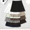 Faldas de falda marrón damas ropa de verano para mujeres cintura alta harajuku mini mini vestido plisado colegiala uniforme de colegiala 230406