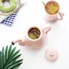 Mugs Ins Pink Flamingo Girl Ceramic Water Cup Teapot Set With Handle Home Mark Teaware Drinking