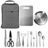 Bowls 10Pcs Camping Tableware Set 304 Stainless Steel Picnic Cutlery With Storage Bag Portable Dishes