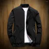 Heren Jackets Men Business Jacket Ribbing Bottom Temperament Bomber Pure Color Elastic Cuff Outerwear