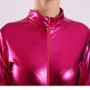 STAGE WEAR AOYLISEY KVINNOR SHINY METALLISK FULL BODY BODYSUIT Långärmad mock nackballet Jumpsuits Gymnastik Leotard Men Zentai Costumes