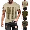 Homens Camisetas Spandex Camisa de Manga Longa Mens Independence Day Flag Casual Macio e Confortável Homens Gráficos Tees Grandes