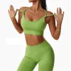 Kıyafetler Yoga Spor Setleri Fitness Wear Women 2 adet Set Seti Kadın Terzyosu Sütyen Yüksek Bel Tayt Salonu Şüpheciler Egzersiz Giysileri 230406