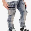 Amirs designer hommes jeans Amirs nouvelle rue haute Multi Pocket vieux bleu vêtements de travail locomotive lavage ruban jeans marée marque poiso291V