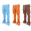 Men s Jeans Plus Size Cargo Pants Design Custom Flare Sweat Street Wear Men Pile Up Stacked