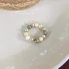 Cluster Rings Minimalist Bohemian Finger Jewelry Multicolor Simulated Pearl Elastic For Women Bead Party Wedding Anillos