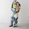 Etnik Giyim Kadınlar Geleneksel Japon Kimono Baskı Uzun Kollu Yukata Retro Performans Elbise Kostümü Pamuk Turist Po163cm Giysiler