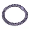 Classic Unique Purple Color Zircon Mens Hip-hop Three-row Zircon 20mm Diamond-shaped Cuban Chain Necklace Jewelry for Party