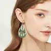 Hoop Earrings Dainty For Women Heart Irish Green Festival Leopard Print PU Leather Water Drop