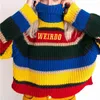 Kobiety swetry dziwne jumper turtleeck kontrast paski Rolneck Turtle Neck Knitt Sweter haft haftowy ponadwymiarowy pullover dla kobiet 231103