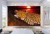 Fonds d'écran Personnalisé Mural 3D Po Fond d'écran sur le mur Léopard au coucher du soleil Côte de l'Afrique Décor à la maison pour 3 D en rouleaux